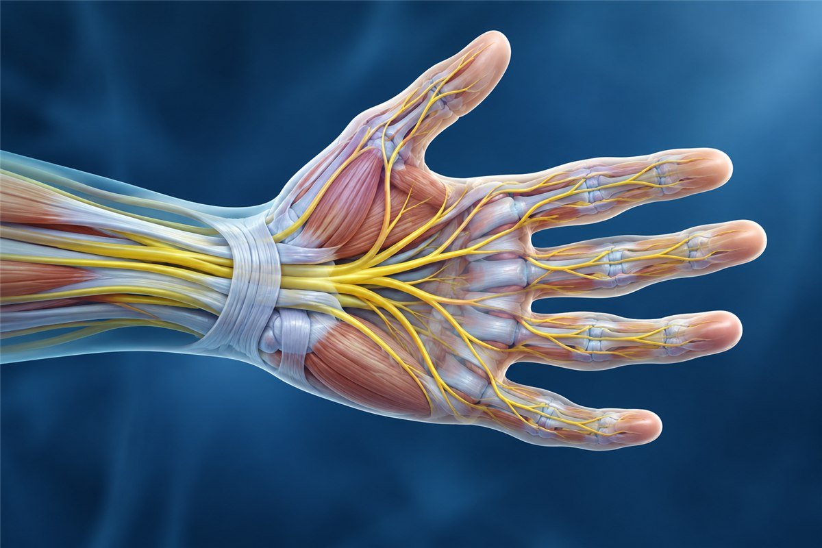 Hand nerve anatomy illustration